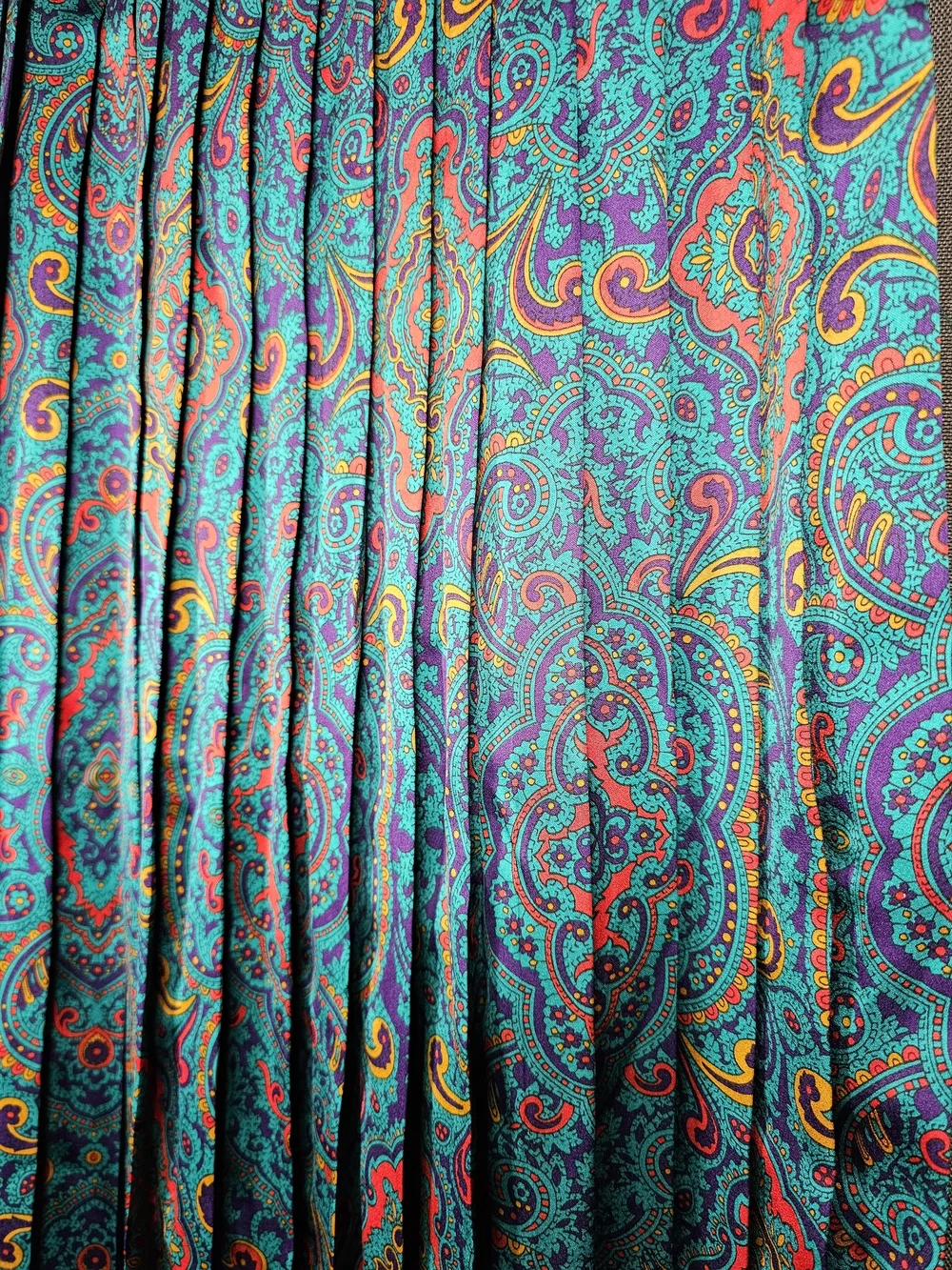 RARE VINTAGE NWT! Diane Von Furstenberg Teal Paisley Pleated Maxi Skirt